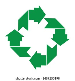 green arrow recycle logo design illustration template