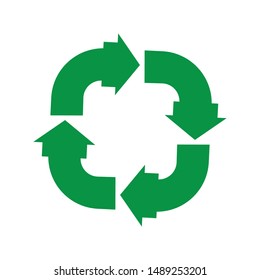 green arrow recycle logo design illustration template