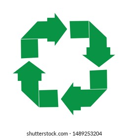 green arrow recycle logo design illustration template