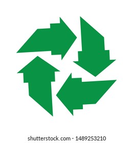 green arrow recycle logo design illustration template