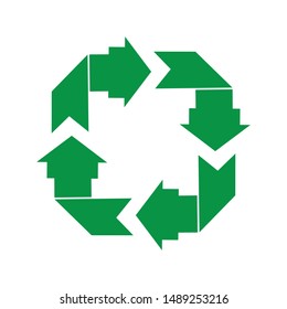 green arrow recycle logo design illustration template