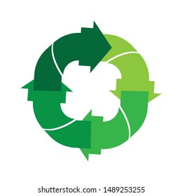 green arrow recycle logo design illustration template