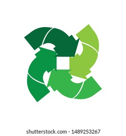 green arrow recycle logo design illustration template