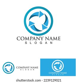 green arrow recycle logo vector icon template