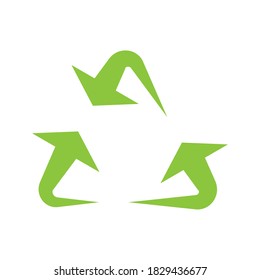 Ilustración vectorial del símbolo de la flecha verde aislada en el fondo blanco. Icono de reciclaje. Símbolo de material reciclado. Icono de reciclaje Eps. 10