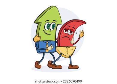 Illustration von grünen Pfeil- und Roten Pfeilzeichen