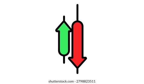 Green up arrow and red down
