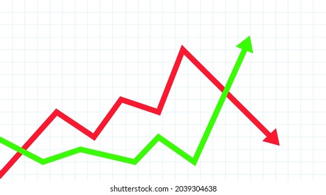 Green arrow up and red down arrow. Stock exchange concept show about profit and loss trading of trader. vector illustration.