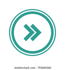 Green arrow to the right in green circles. Vector web icon.