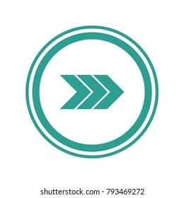 Green arrow to the right in green circles. Vector web icon.