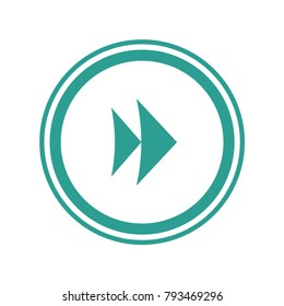 Green arrow to the right in green circles. Vector web icon.