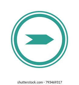 Green arrow to the right in green circles. Vector web icon.