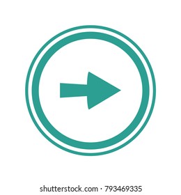 Green arrow to the right in green circles. Vector web icon.