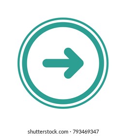 Green arrow to the right in green circles. Vector web icon.