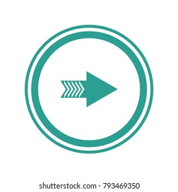 Green arrow to the right in green circles. Vector web icon.