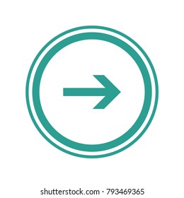 Green arrow to the right in green circles. Vector web icon.