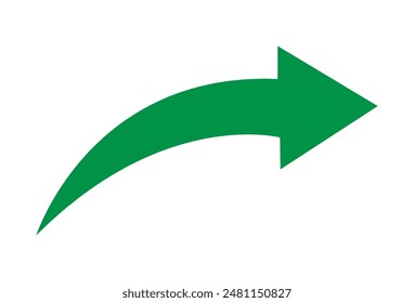 Flecha verde al Vector derecho, aislado sobre fondo blanco. La flecha indica el símbolo de dirección. Símbolo de icono de flecha verde derecha. Ilustración vectorial. Archivo Eps 74.