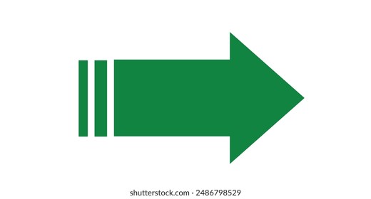 Green arrow to the right  vector, isolated on a white background