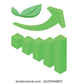 Green arrow rising over a bar chart, symbolizing ecology and positive growth