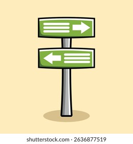 Green Arrow Road Sign Simple Vibrant Vector