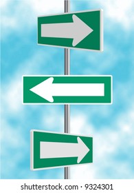 Green Arrow Road Signs Vector Background