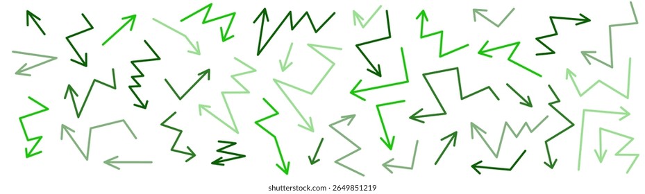Green arrow set representing eco-friendly logistics, sustainable direction and environmental planning system