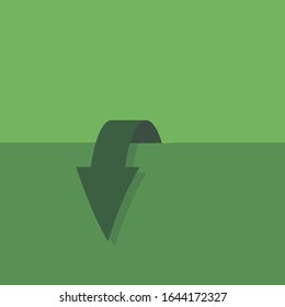 La flecha verde se muestra hacia abajo sobre un fondo verde.