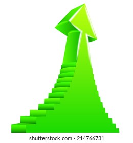 green arrow up with staircase on side design vector illustration