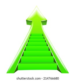 green arrow up with staircase steps vector illustration