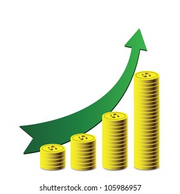 green arrow, a symbol of success, vector image