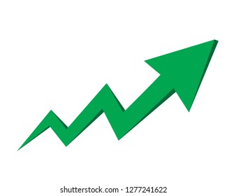 Green arrow symbol vector marked by increases