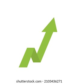 Green arrow up, graph of growth. Isolated vector illustration on white background.