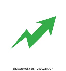 Green arrow, upward trend, growth, progress, success symbol vector illustration