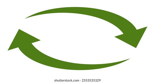 Green arrow vector icon isolated on white background. Arrow shows direction symbol in flat style. Green vector icon in flat style. recycling arrow sign