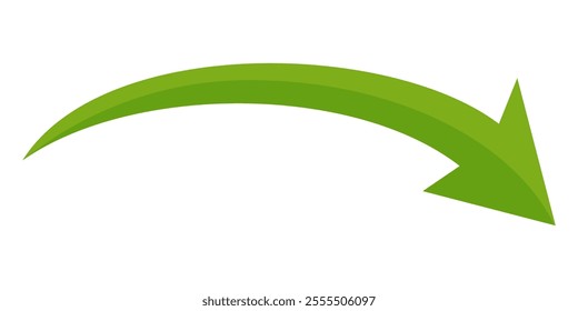 Green arrow vector icon isolated on white background. Arrow shows direction symbol in flat style. Green vector icon in flat style. recycling arrow sign