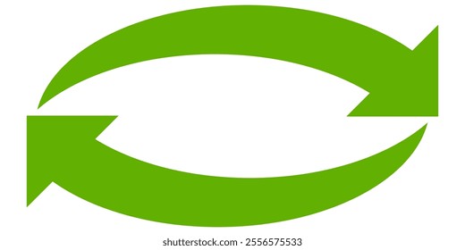 Green arrow vector icon isolated on white background. Arrow shows direction symbol in flat style. Green vector icon in flat style. recycling arrow sign