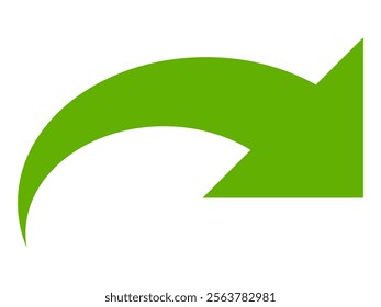 Green arrow vector icon isolated on white background. Arrow shows direction symbol in flat style. Green vector icon in flat style. recycling arrow sign