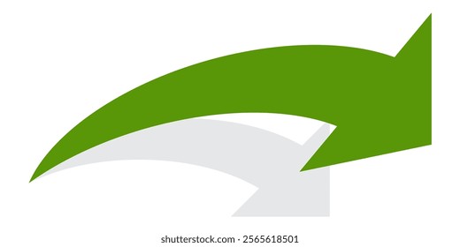 Green arrow vector icon isolated on white background. Arrow shows direction symbol in flat style. Green vector icon in flat style. recycling arrow sign