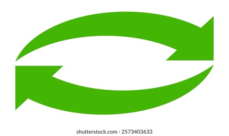 Green arrow vector icon isolated on white background. Arrow shows direction symbol in flat style. Green vector icon in flat style. recycling arrow sign