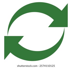 Green arrow vector icon isolated on white background. Arrow shows direction symbol in flat style. Green vector icon in flat style. recycling arrow sign