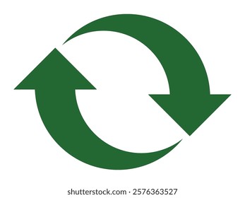 Green arrow vector icon isolated on white background. Arrow shows direction symbol in flat style. Green vector icon in flat style. recycling arrow sign