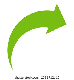 Green arrow vector icon isolated on white background. Arrow shows direction symbol in flat style. Green vector icon in flat style. recycling arrow sign