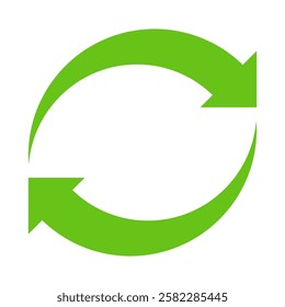 Green arrow vector icon isolated on white background. Arrow shows direction symbol in flat style. Green vector icon in flat style. recycling arrow sign