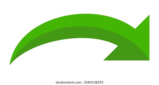 Green arrow vector icon isolated on white background. Arrow shows direction symbol in flat style. Green vector icon in flat style. recycling arrow sign