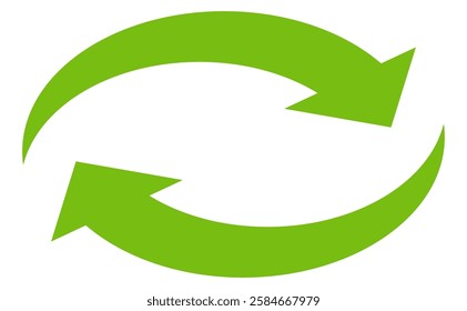 Green arrow vector icon isolated on white background. Arrow shows direction symbol in flat style. Green vector icon in flat style. recycling arrow sign