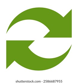 Green arrow vector icon isolated on white background. Arrow shows direction symbol in flat style. Green vector icon in flat style. recycling arrow sign