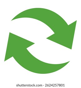 Green arrow vector icon isolated on white background. Arrow shows direction symbol in flat style. Green vector icon in flat style