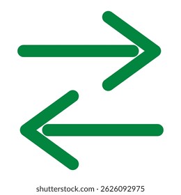 Green arrow vector icon isolated on white background. Arrow shows direction symbol in flat style. Green vector icon in flat style
