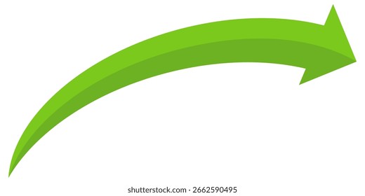Grüner Pfeil, Vektorsymbol einzeln auf weißem Hintergrund. Der Pfeil zeigt das Richtungssymbol im flachen Stil an. Grüner Ikonenvektor im flachen Stil. Sprungsymbol