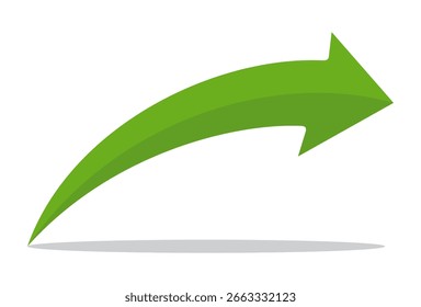 Icono de Vector de flecha verde aislado sobre fondo blanco. La flecha muestra el símbolo de dirección en estilo plano. Vector de icono verde en estilo plano. icono de salto